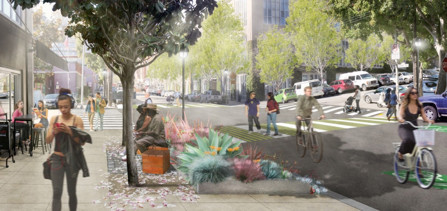 Figure 32. Streetscape improvements along 22nd street to improve pedestrian safety was largely funded by development impact fees.