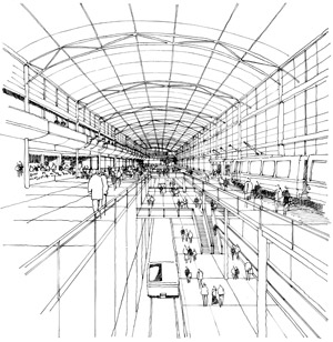 Rendering of a Re-Designed Bart Station